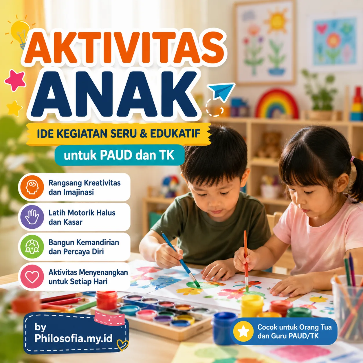 25 Aktivitas Anak PAUD dan TK yang Seru, Edukatif, dan Mudah Dilakukan di Rumah
